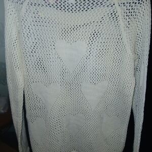 Poof! Ivory Heart V-Neck Sweater